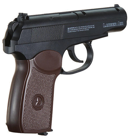 Lancer Air Saber XMK CO2 .177 Cal Airgun Pistol, Black/Brown