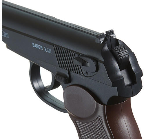 Lancer Air Saber XMK CO2 .177 Cal Airgun Pistol, Black/Brown