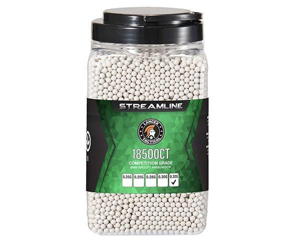 Lancer Tactical 18500 Round 0.32g Streamline Competition Grade Outdoor Airsoft BBs, White