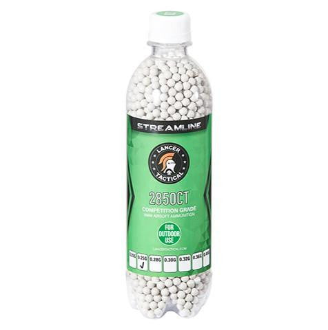 Lancer Tactical 2850 Round 0.25g Streamline Competition Grade Outdoor Airsoft BBs, White