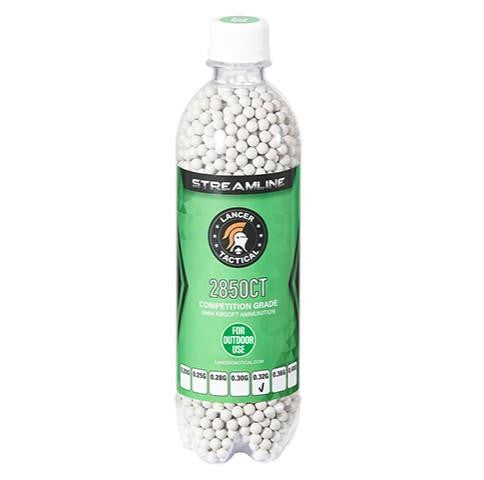 Lancer Tactical 2850 Round 0.32g Streamline Competition Grade Outdoor Airsoft BBs, White