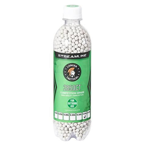 Lancer Tactical 2850 Round 0.36g Streamline Competition Grade Outdoor Airsoft BBs, White