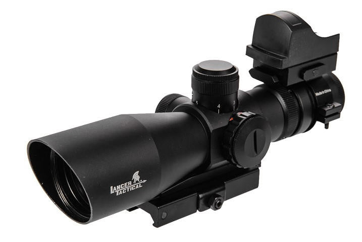 Lancer Tactical 3-9x42 Illuminated Scope w/ Backup Red Dot Sight