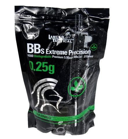 Lancer Tactical 4000 Round 0.25g Seamless Bio Airsoft BBs, White