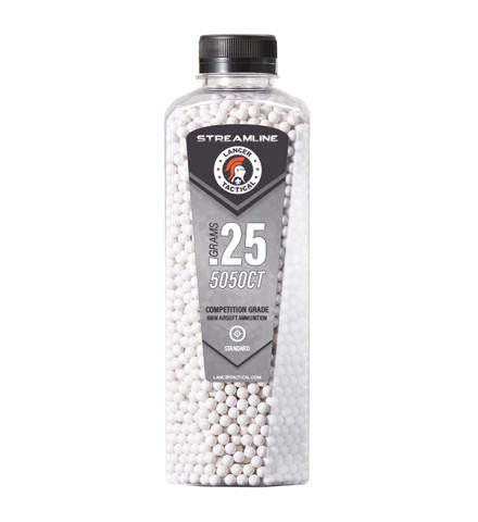 Lancer Tactical 5050 Round 0.25g Streamline Airsoft BB Bottle, White