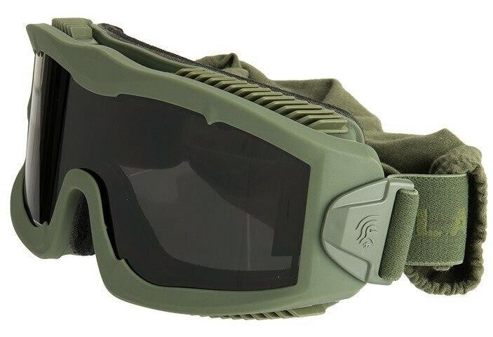Lancer Tactical AERO Series Dual Pane Airsoft Goggles, Green w/ Smoked, Yellow, & Clear Lens
