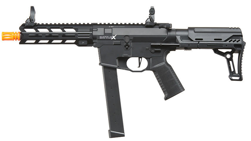 Lancer Tactical Battle X Machine Pistol Airsoft AEG Rifle, Black