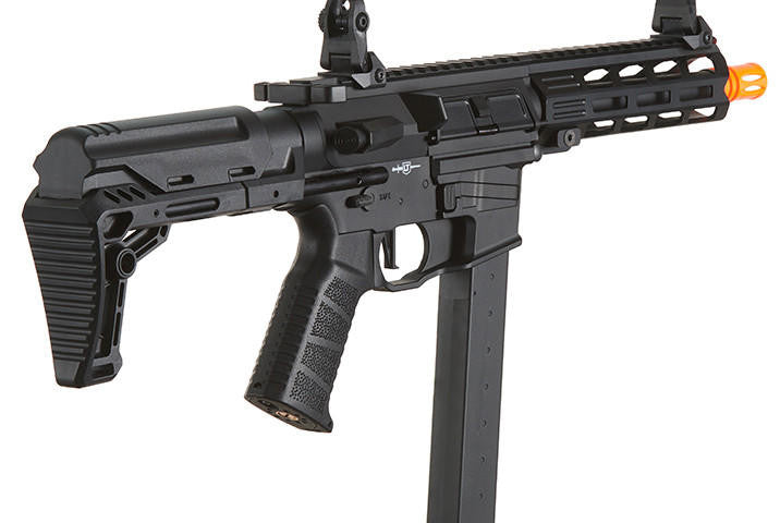 Lancer Tactical Battle X Machine Pistol Airsoft AEG Rifle, Black