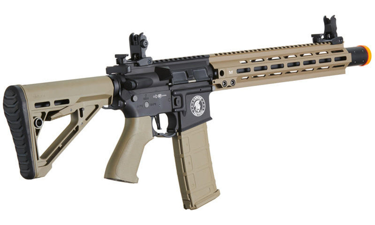 Lancer Tactical Blazer 10’’ M-LOK Proline Series M4 Airsoft Rifle with Delta Stock & Mock Suppressor Two-Tone
