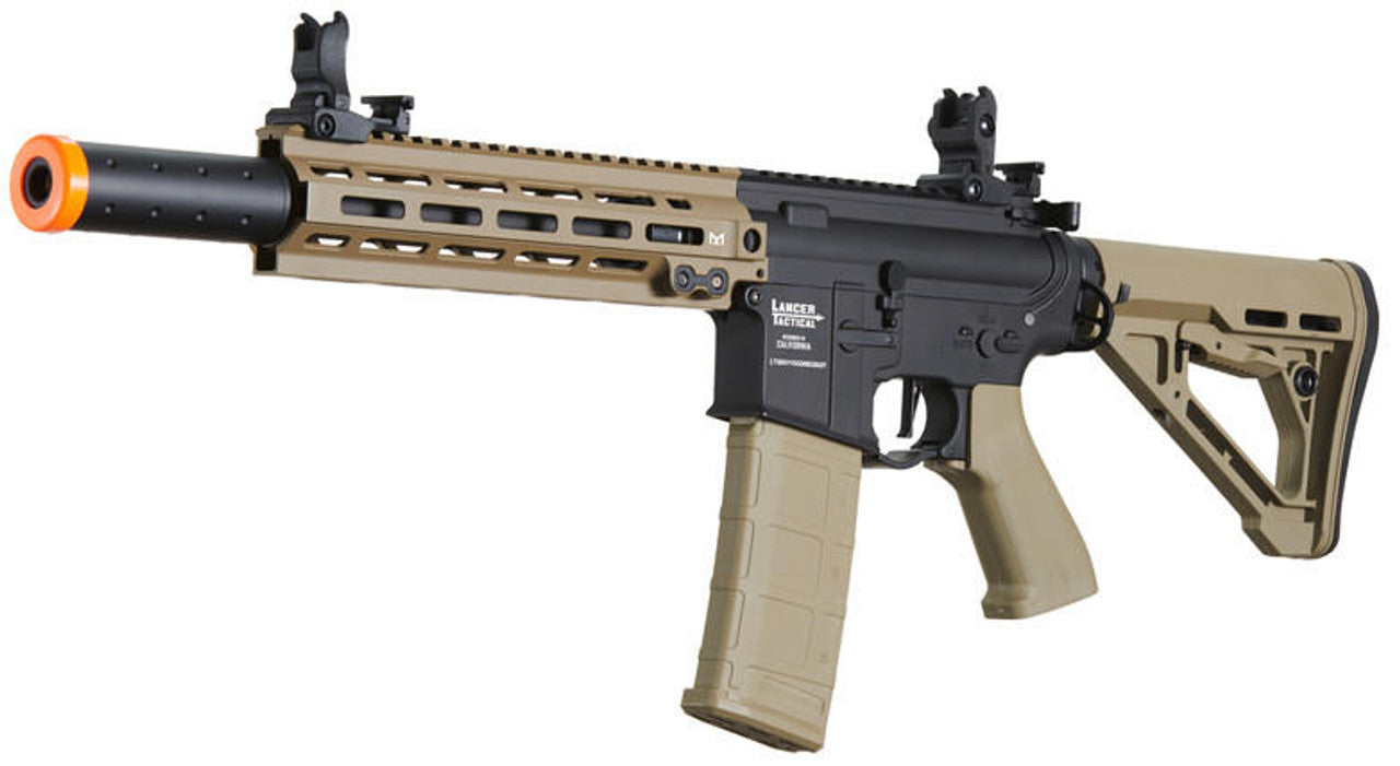 Lancer Tactical Blazer 10’’ M-LOK Proline Series M4 Airsoft Rifle with Delta Stock & Mock Suppressor Two-Tone