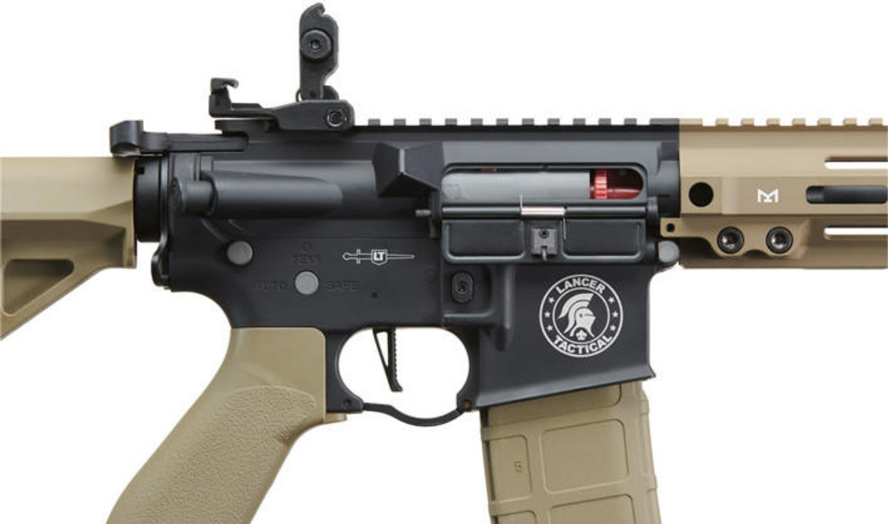 Lancer Tactical Blazer 10’’ M-LOK Proline Series M4 Airsoft Rifle with Delta Stock & Mock Suppressor Two-Tone