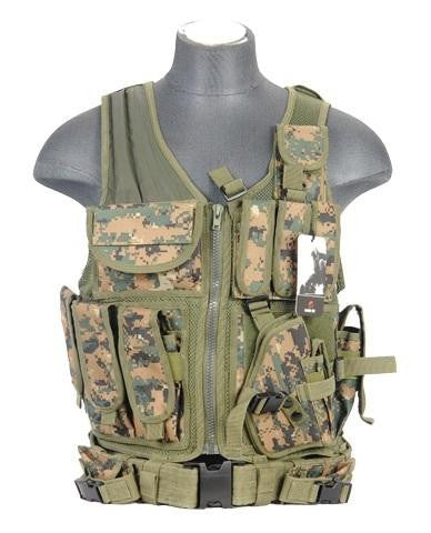 Lancer Tactical Cross Draw Tactical Vest, Digital MARPAT
