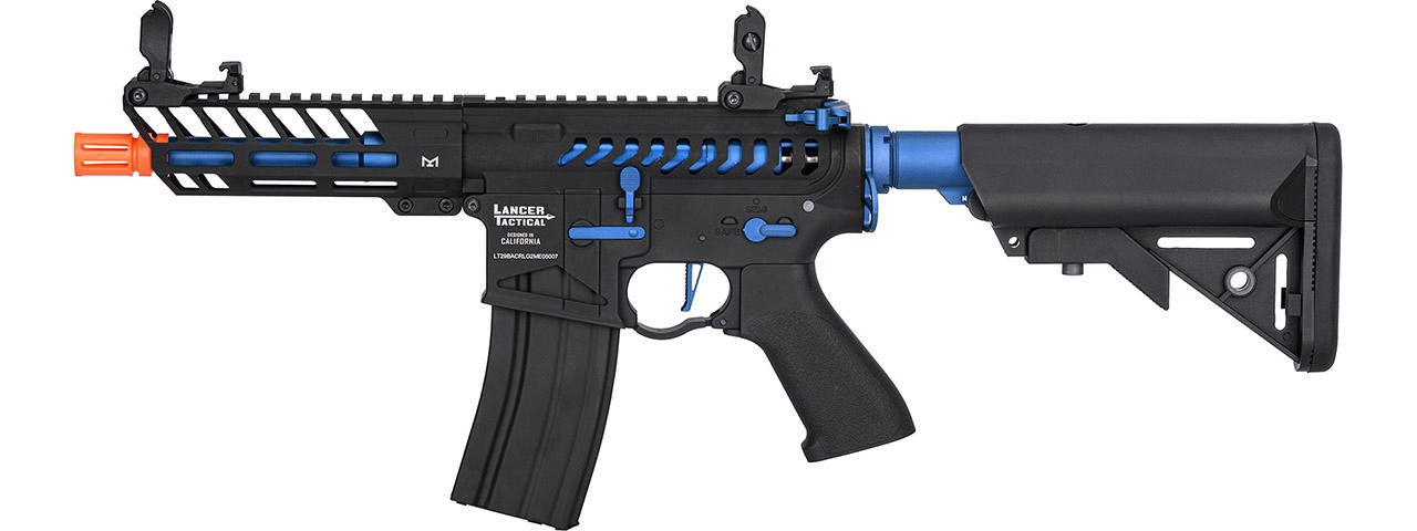 Lancer Tactical Enforcer Skeleton Airsoft AEG Rifle, Black/Navy Blue