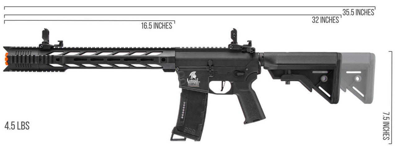 Lancer Tactical Interceptor SPR M4 AEG Airsoft Rifle, Gen 3, Black