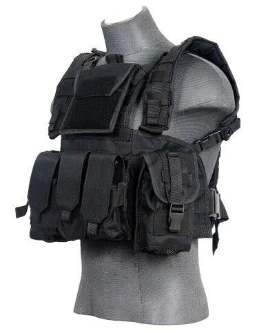 Lancer Tactical Modular Chest Rig with Pouches, Black