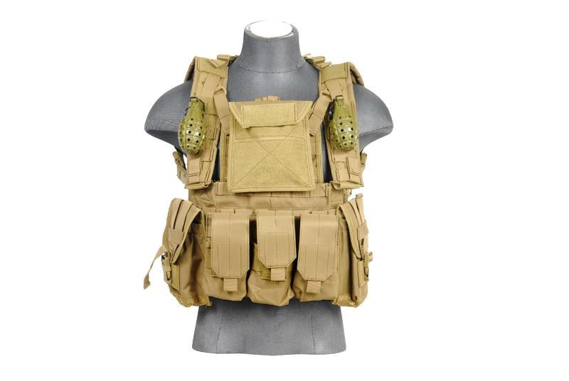 Lancer Tactical Modular Chest Rig with Pouches, Tan