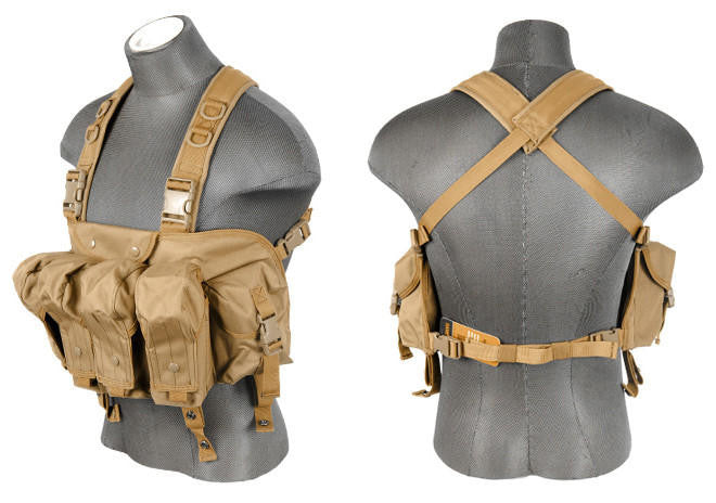 Lancer Tactical Nylon AK Chest Rig, Tan