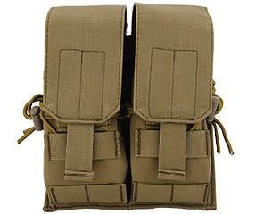 Lancer Tactical Nylon Dual M4/M16/AK Magazine Pouch, Tan