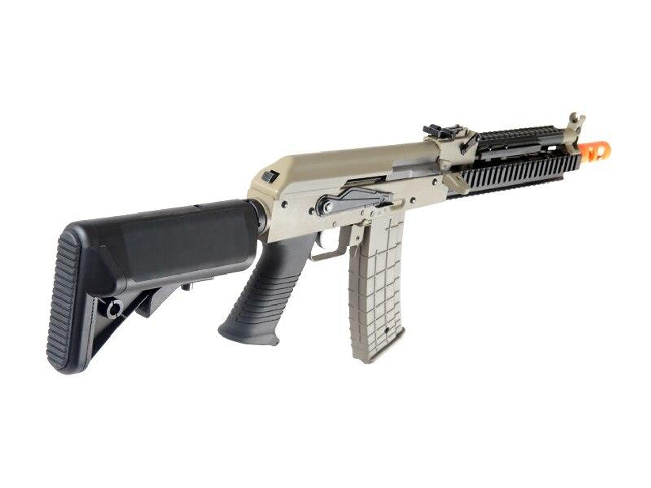 Lancer Tactical RIS AK Tactical AEG Airsoft Gun Tan/Black