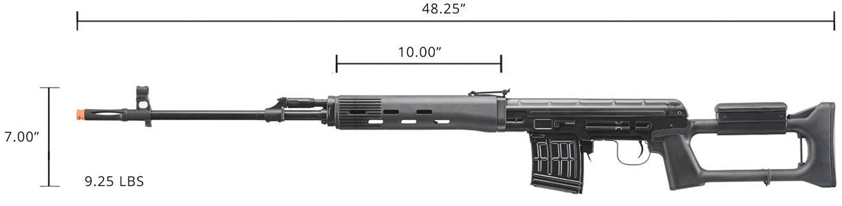 LCT SVD Dragunov Electric Airsoft Sniper Rifle, Black