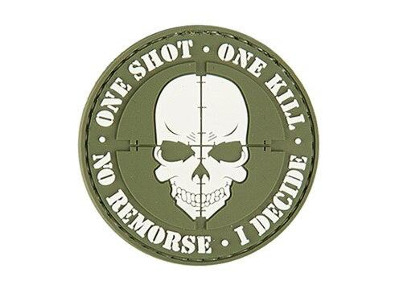 ’One Shot One Kill’ PVC Patch OD Green