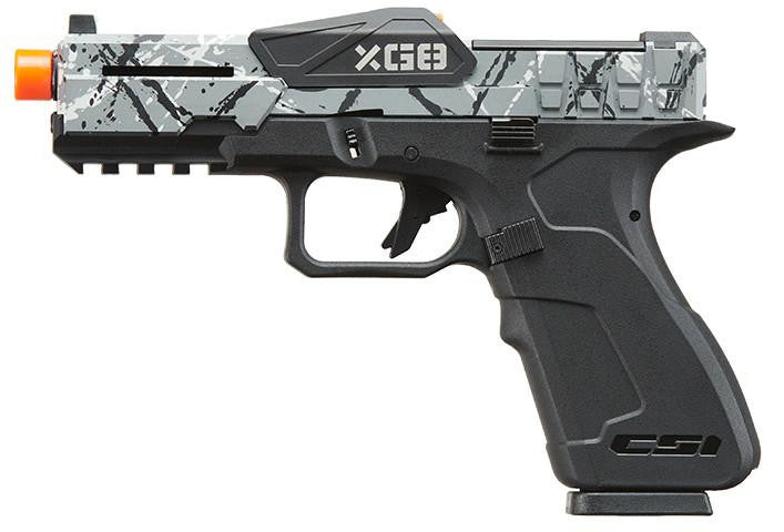 Poseidon CSI XG8 Gas Blow Back Aluminum Airsoft Pistol, Gray Splash Anodized