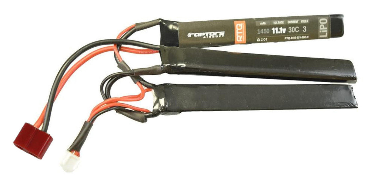 Raptors Airsoft RTQ 11.1V 1450 mAh 30C Nunchuck LiPO Battery Deans / T-Plug