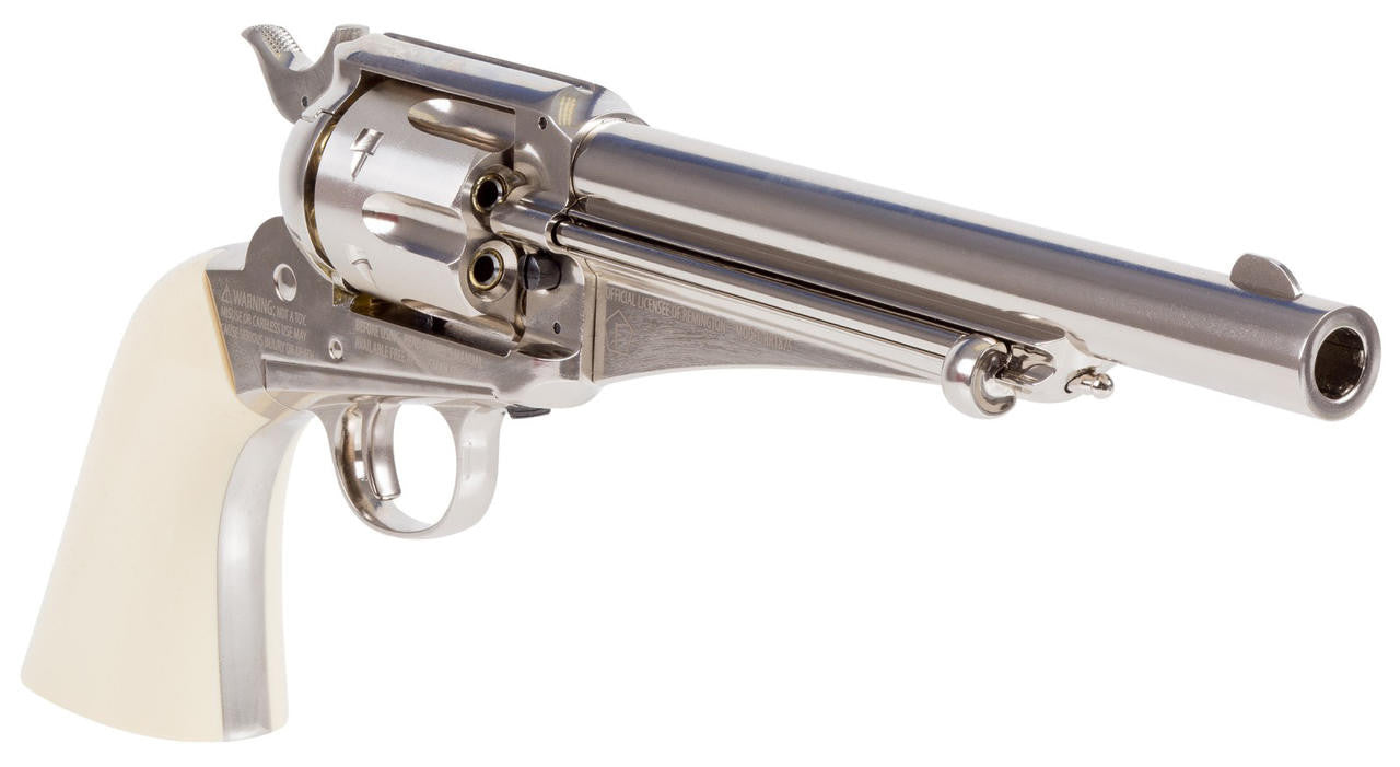 Remington 1875 CO2 Dual Ammo Replica 0.177 Cal Revolver Airgun Silver/White
