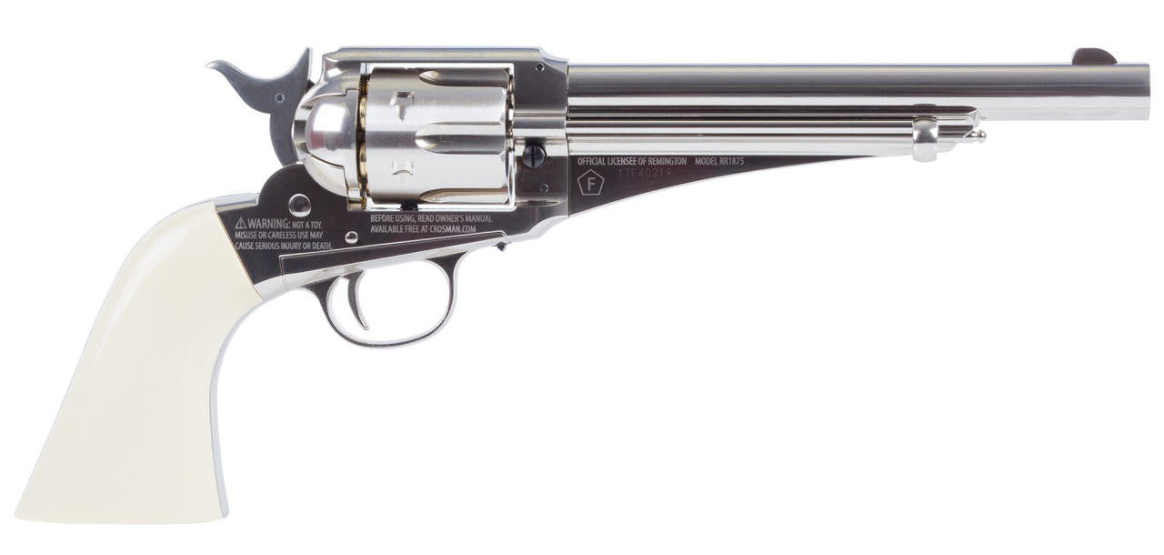 Remington 1875 CO2 Dual Ammo Replica 0.177 Cal Revolver Airgun Silver/White