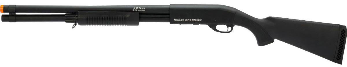 S&T M870 Full Metal Pump Action Airsoft Shotgun w/ Polymer Stock, Black