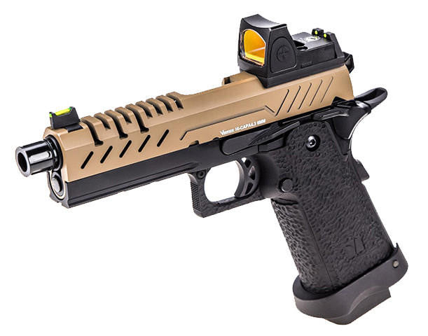 Vorsk 4.3 Hi Capa Airsoft Pistol Micro Red Dot, Black/Tan