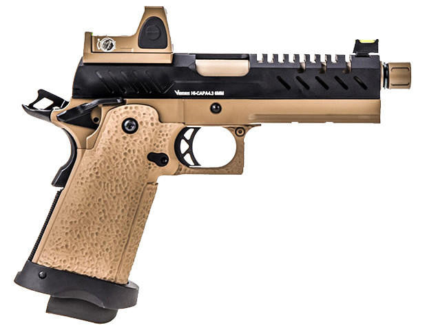 Vorsk 4.3 Hi Capa Airsoft Pistol w/ Micro Red Dot, Tan/Black