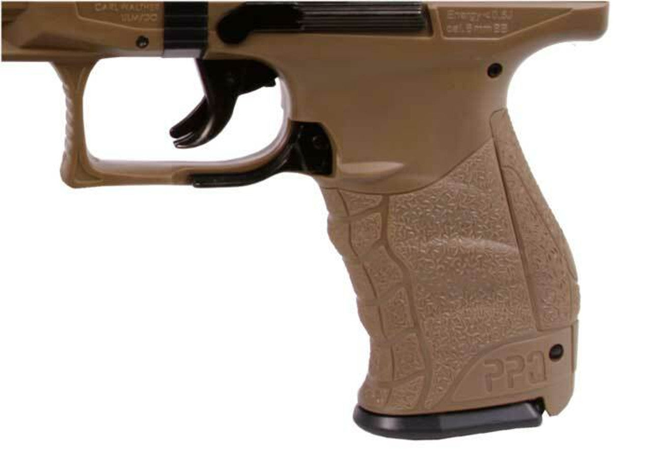 Walther PPQ Combat Airsoft Spring Pistol Kit with Fake Silencer and Extra Magazines and BBs Dark Earth