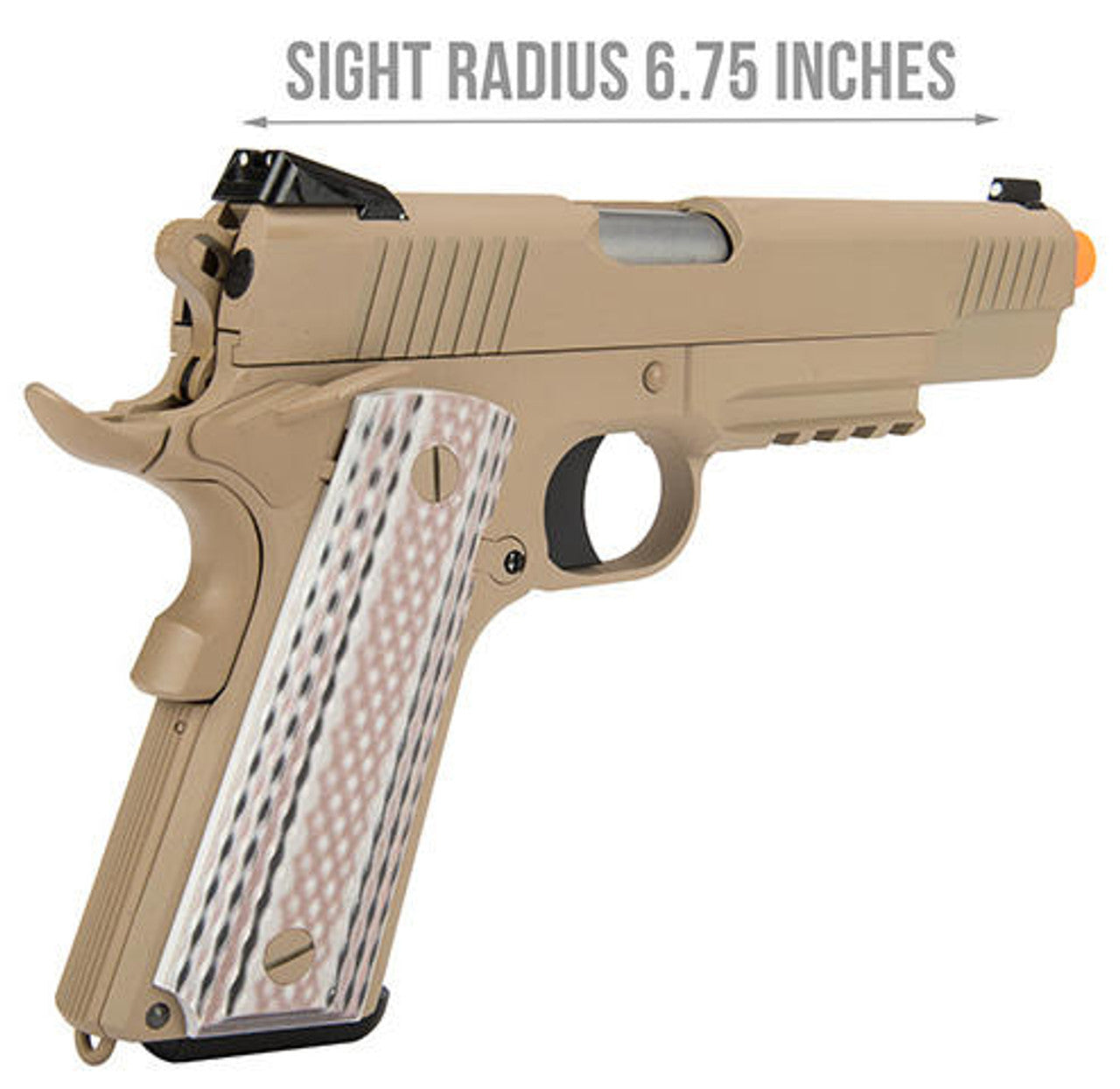 WE Tech Full Metal 1911 M45A1 Gas Blowback Airsoft Pistol Tan
